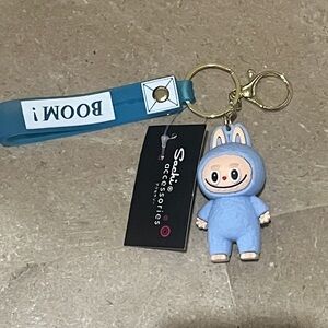 Blue Labubu Inspired Keychain with Strap